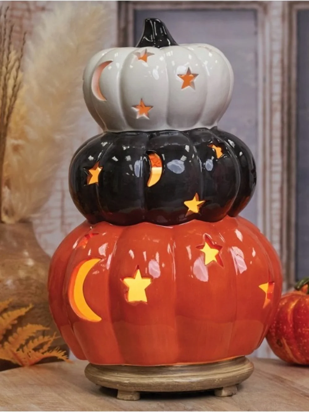 Stacked Pumpkin Accent Shade Halloween Fall Decor